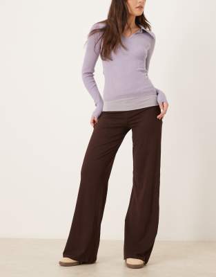 Motel Coreta Contrast Panel Pants In Brown