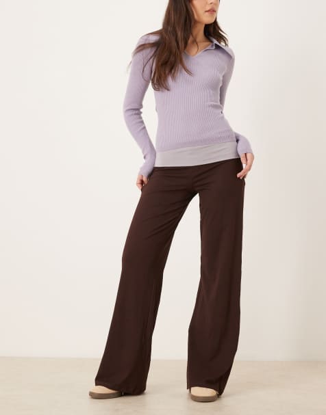 Motel Coreta contrast panel trousers in chocolate lilac