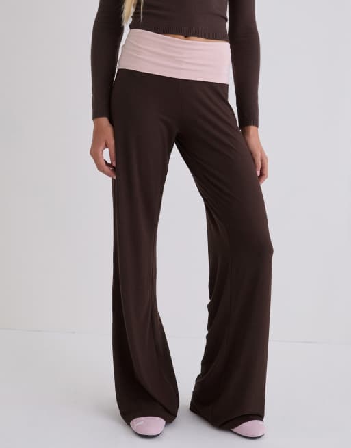 Motel Coreta contrast panel trousers in chocolate lilac, 2 of 4