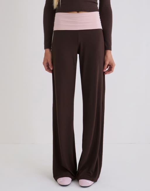 Motel Coreta contrast panel trousers in chocolate lilac, 3 of 4