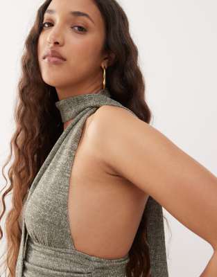 Motel Cosimo Glitter Knit Scarf Halter Top