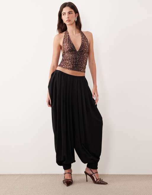Motel Cosimo halter mesh top in deer print brown, 4 of 4