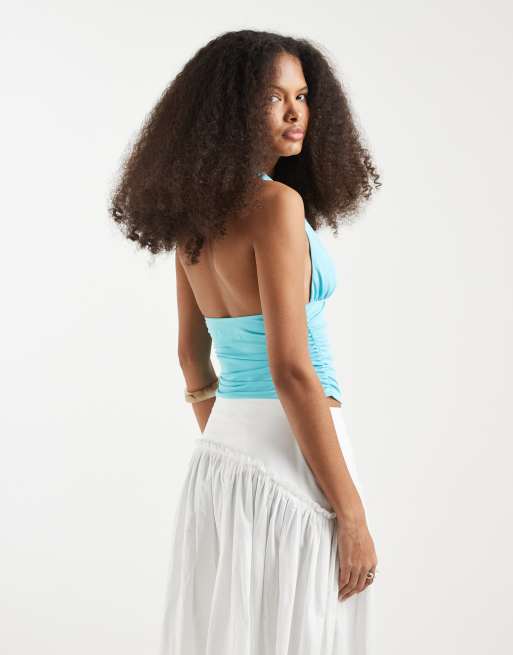 Motel Cosimo halter top in aqua, 3 of 4