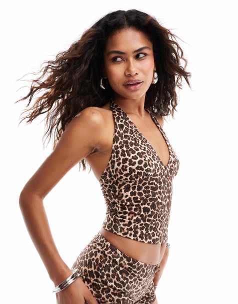 Motel cosimo halter top in leopard - view 1