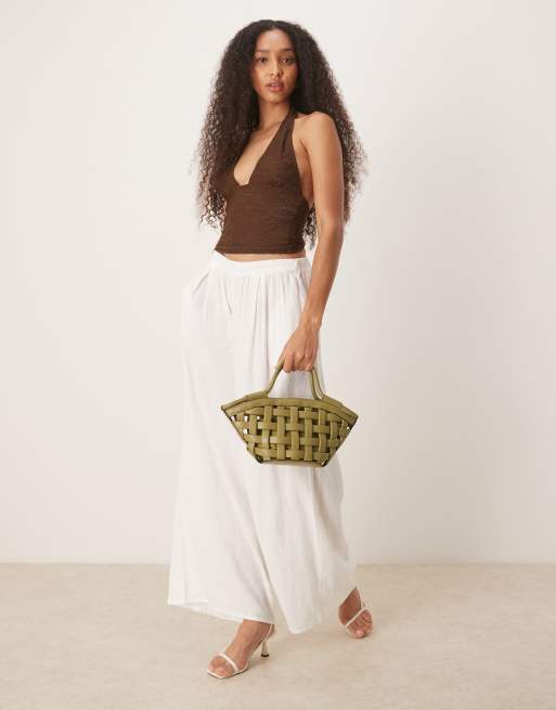 Motel Cosimo halterneck top in brown, 4 of 4