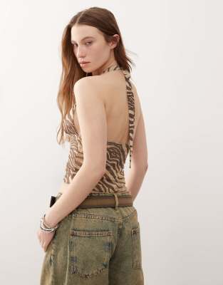 Shop Motel Costra Animal Print Top In Neutral
