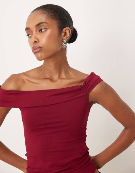 Motel Cutbe one shoulder twist topin burgundy - view 1