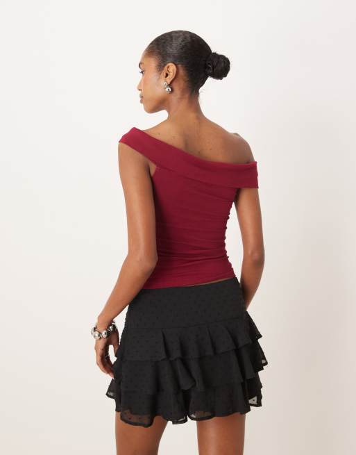 Motel Cutbe one shoulder twist topin burgundy, 2 of 4