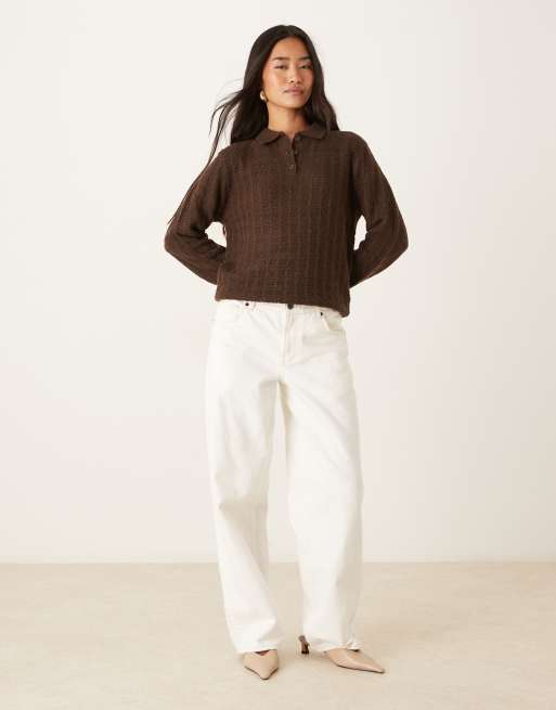 Motel - Dalina - Pull en maille avec col - Marron, 4 de 4