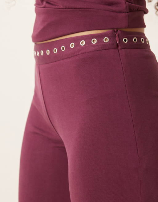 Motel Danika studded waistband slouchy trousers in plum, 2 of 5