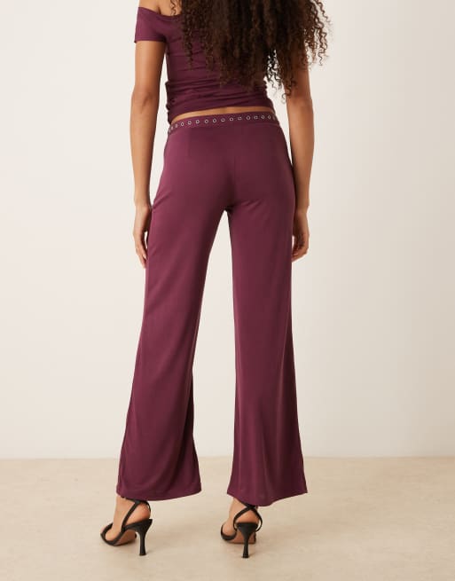 Motel Danika studded waistband slouchy trousers in plum, 5 of 5