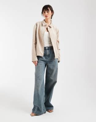 Motel Dante Boxy Suede Jacket In Neutral