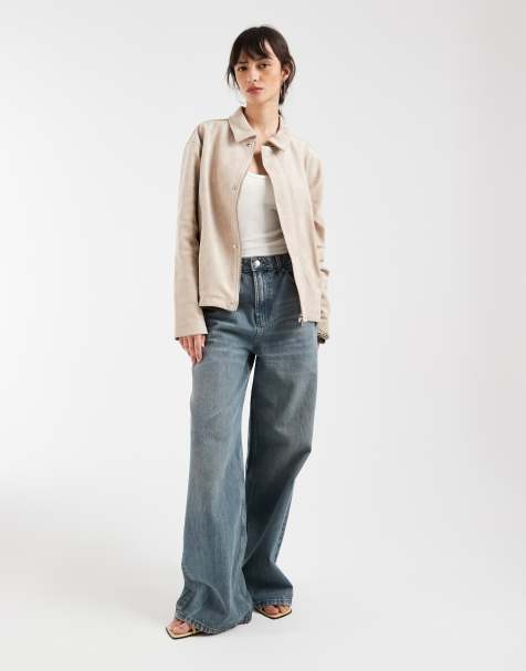 Motel Dante faux suede boxy jacket in tan