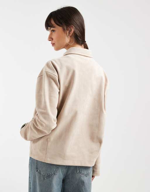 Motel Dante faux suede boxy jacket in tan, 4 of 4