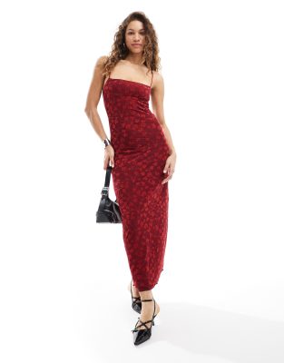 Motel Darsih Locked Floral Cami Maxi Dress In Red