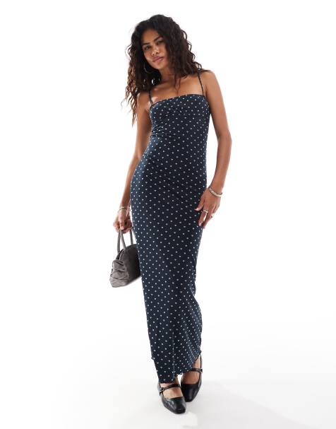 Motel darsih polka dot cami maxi dress in navy - view 1