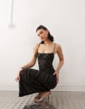 [Motel] Motel Darsih striped mesh cami maxi dress in dark grey 2XS Dark Grey Stripe