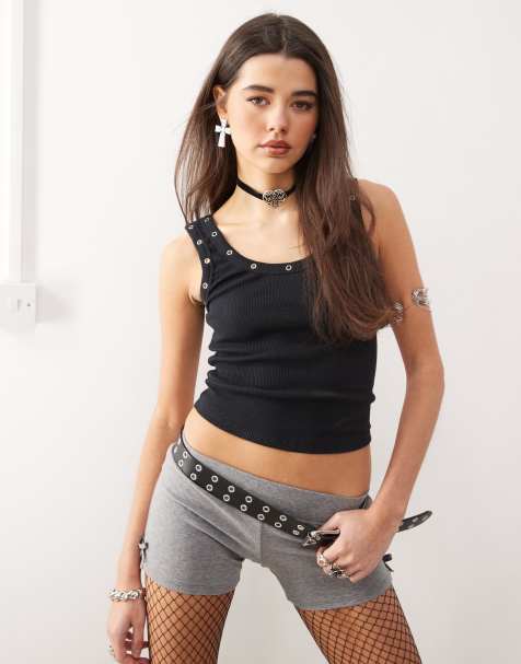 Motel Dax eyelet tank top in black - view 1