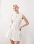 [Motel] Motel Dayara pintuck mini dress in white S WHITE