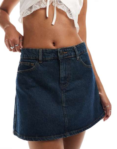 Motel denim a-line mini skirt in indigo - view 1