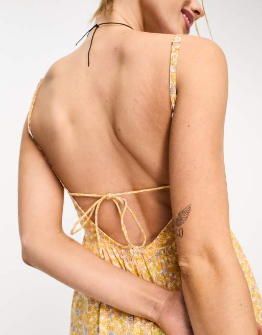 Motel ditsy floral mini dress in flower garden yellow, 3 of 4