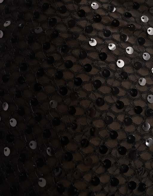 Motel dudley micro sequin vest top in black, 2 of 4