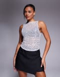 [Motel] Motel Dudley sequin singlet top in silver S SILVER