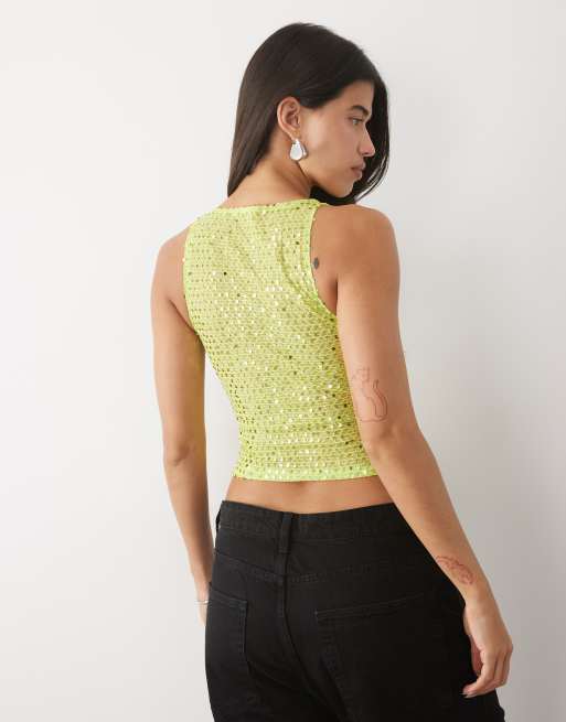 Motel dudley sequin vest in chartruse , 4 of 4