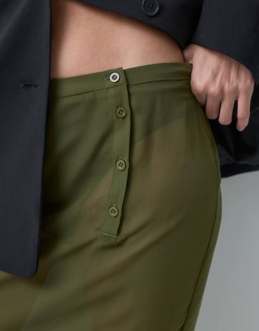 Motel durchsichtiger Midirock in Khaki, 5 von 5