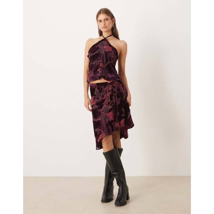 Motel Eesti midi skirt in floral burgundy - part of a set | ASOS