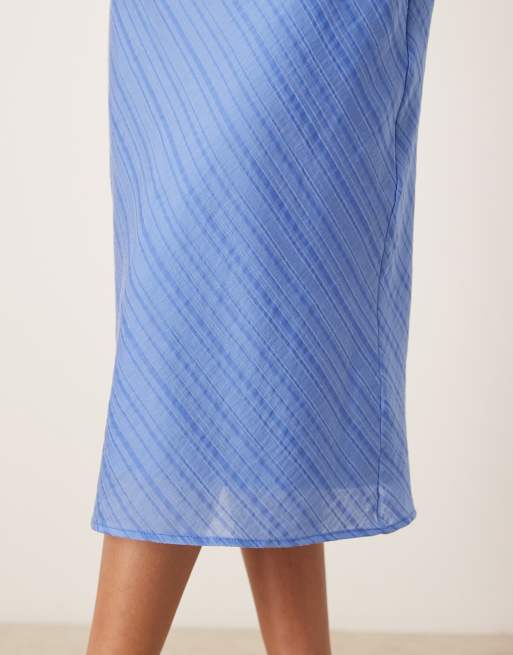Motel elayna - Midi jurk met strepen van chiffon in blauw, 2 van 4