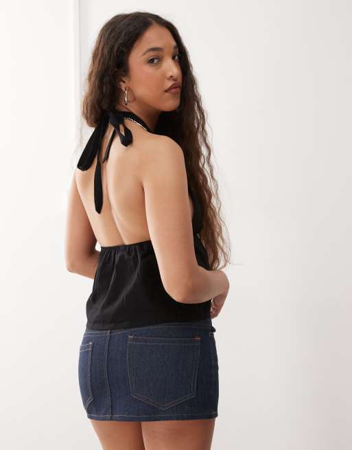 Motel Eldana halter top in black, 4 of 4