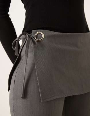 Motel Elka Wrap Detailed Tailored Pants In Gray