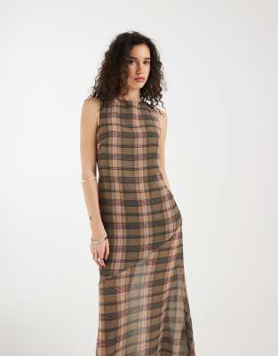 show me your mumu brown checkered dress Moon River Hawthorne Drop Waist Plaid Mini Dress | Wild Dove Boutique main image 1