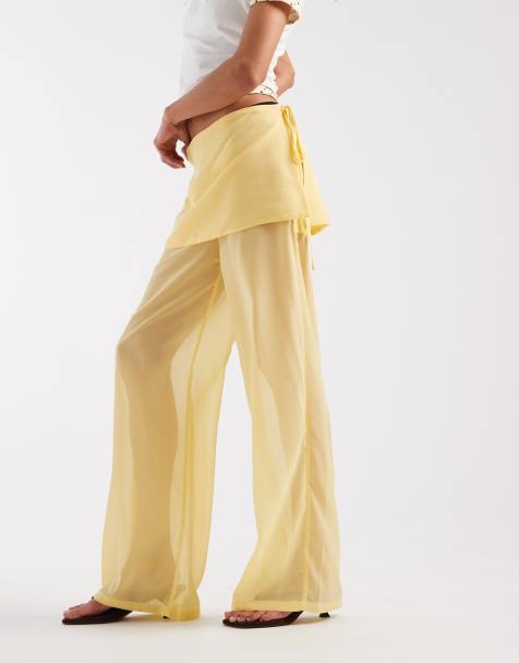 Motel - Eluna - Pantalones amarillo pastel con falda superpuesta de chifón - view 1