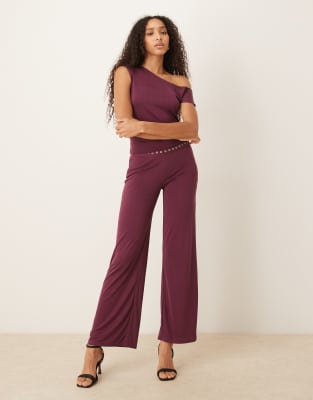 Motel Elysian Asymmetric Off The Shoulder Top In Pink