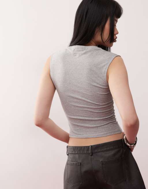 Motel emberly plunge front top in grey marl, 3 of 4