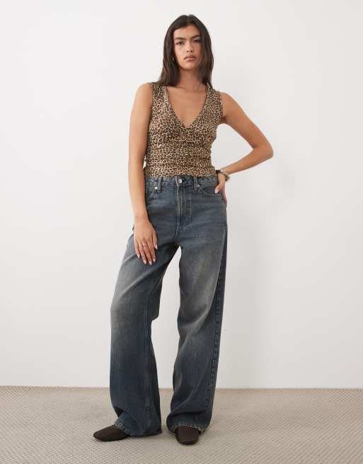 Motel emberly plunge top in leopard print, 2 of 4