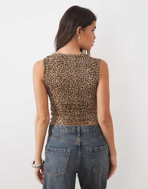 Motel emberly plunge top in leopard print, 4 of 4