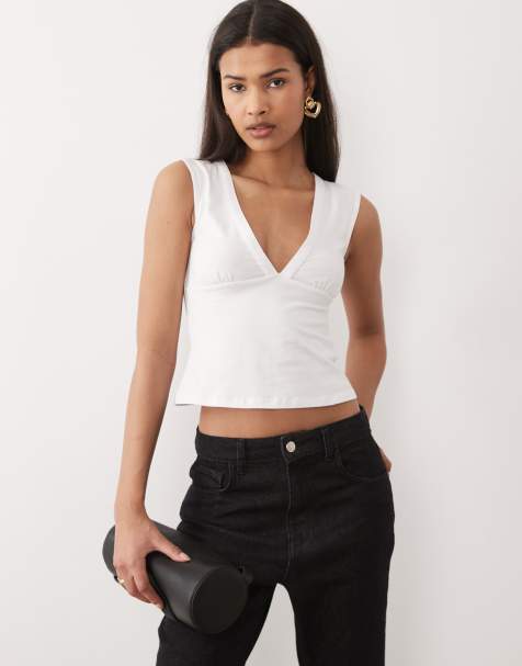 Motel Emberly plunge top in white - view 1