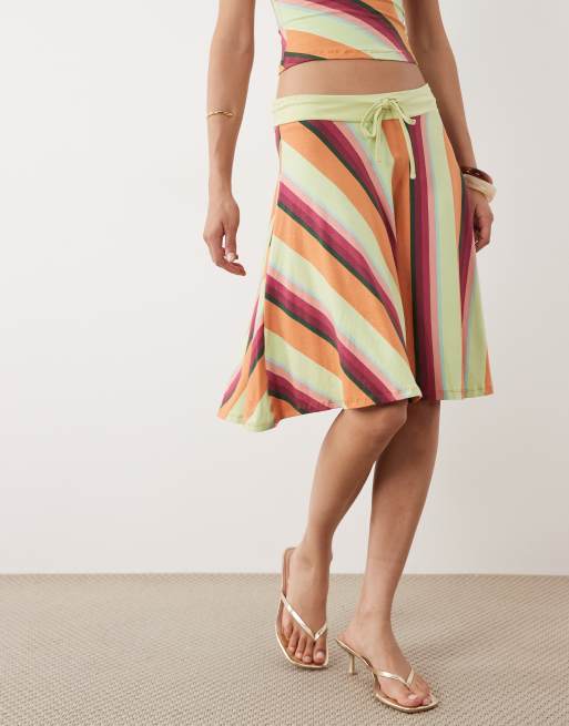 Motel Eranza midi skirt in multi stripe, 2 of 5