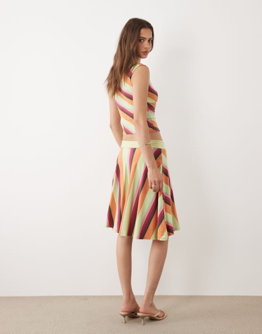 Motel Eranza midi skirt in multi stripe, 5 of 5