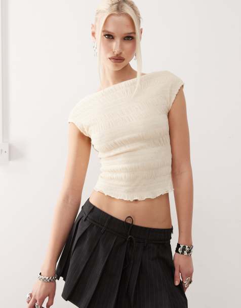 Motel Erika backless sequin mesh top in ivory - view 1