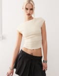 [Motel] Motel Erika backless sequin mesh top in ivory-White M IVORY