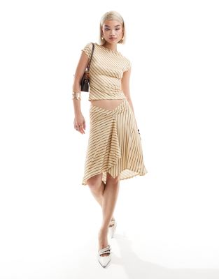 Motel esmeray striped asymmetric midi skirt Sale