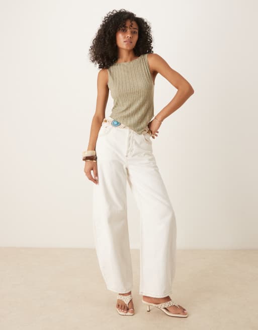 Motel etta fine knit asymmetric vest in sage green | ASOS