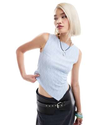 Motel Etta Textured Asymmetric Tank Top In Pale Blue