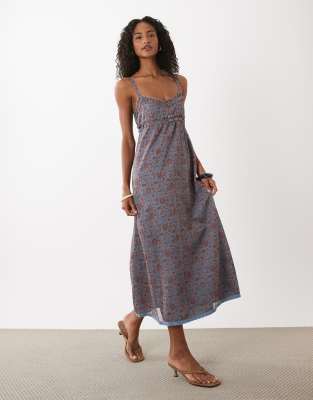 Motel Evania Chiffon Midaxi Dress In Multi