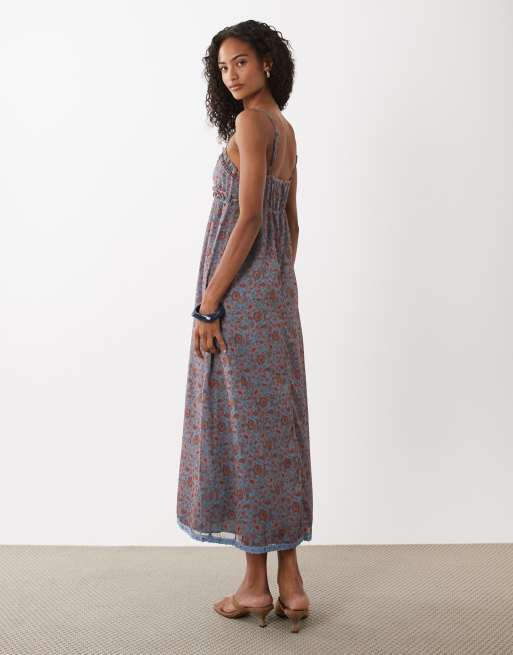 Motel Evania chiffon midaxi dress in blossom blue, 2 of 4