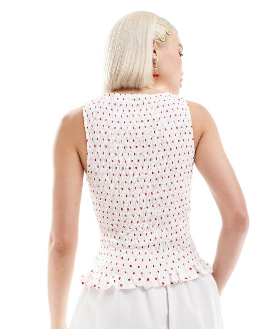Red polka dot tank deals